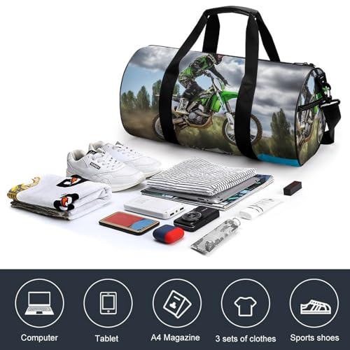 Womens Waterproof Duffel Bag, Travel Overnight Weekender Bag Motocross Dirt Bike Sport Motorcycle Large Size Gym Sports Handbag for Yoga Fitness4