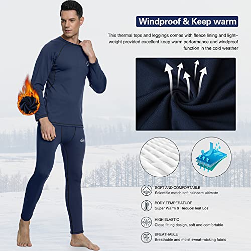 Men's Compression Base Layers Long Johns Winter Gear with Fleece Lined for Skiing 5
