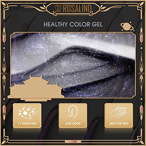 ROSALIND Esmalte Semipermanente Ojo Gato 6PCS Pintauñas Semipermanentes Negro Cat Eye Gel Magnético Kit Soak Off UV LED Esmalte Uñas con Bolígrafo Magnético Nail Art Manicure - imagen 6