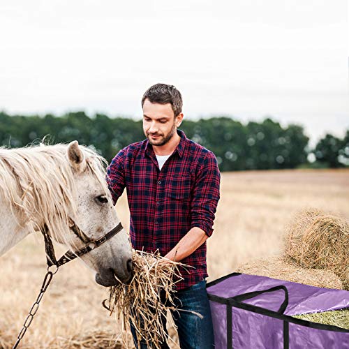 ESSORT Hay Bale Storage Bag, 420D Large Tote Hay Bale Carry Bag, Foldable Portable Horse and Livestock Hay Bale Bags with Zipper Waterproof, Fits for Christmas Tree Storage (45''x 14'' x 23'') Purple