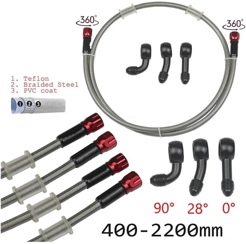 Motorcycle Hydraulic Clutch Tube Master Cylinder Brake Oil DOT Pipe Transparent Silver Braided Brake Hose Reinforced Racing