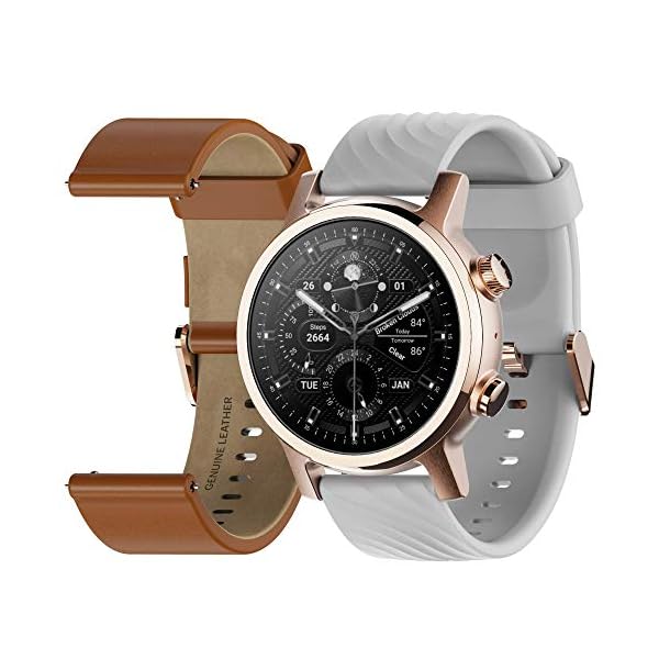 Moto 360 3rd Gen 2020 - Wear OS by Google - Touch Screen - Luxury Stainless Steel Smartwatch - Genuine Leather and High-Impact Sports Bands - Champagne Gold