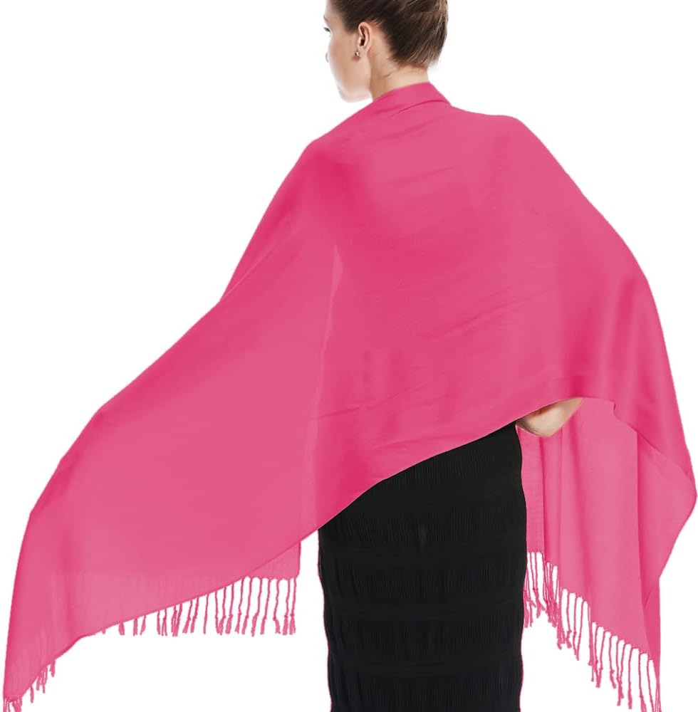Glory Max Women Large Soft Silky Pashmina Shawl Wrap Scarf in Plain Solid Colors - Image 5