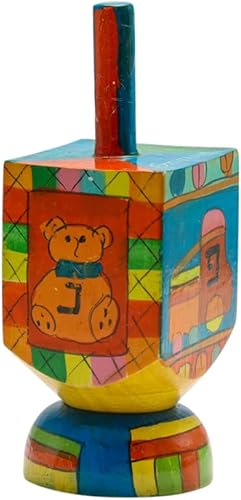 Adorno Yair Emanuel Dreidel con soporte para Hanukkah | Ilustraciones pintadas a mano | DRS-8A disponible en Yaxa Guatemala