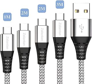 USB C Cable [4Pack,1M+2M+2M+3M] Fast Type C Charger Lead Charging Cable For Samsung Galaxy A51 A71 A50 A20E A21 A30 A41 A52 A72 5G S10 S9 S8 S20 S21 Ultra Plus,Sony Xperia XZ,HTC 10/U11,OnePlus 5T 6T