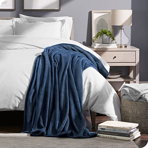 Bare Home Fleece Blanket - Twin/Twin Extra Long Blanket - Dark Blue - Lightweight Blanket For Bed, Sofa, Couch, Camping, And Travel - Microplush - Ultra Soft Warm Blanket (Twin/Twin Xl, Dark Blue) #TOP4