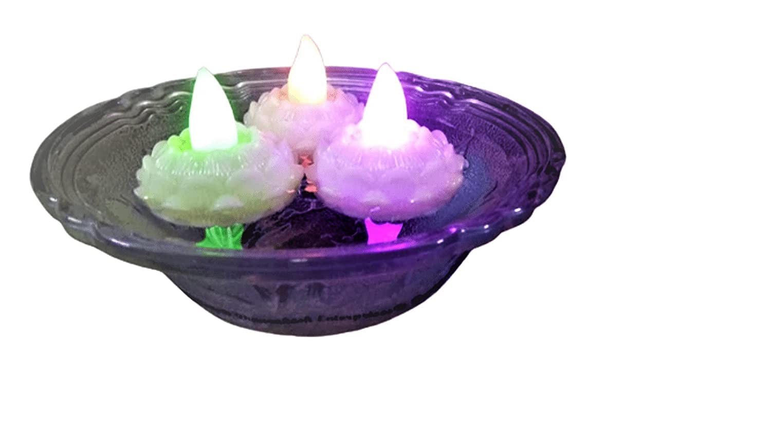 Dwarakesh Enterprises® big Floating Flower 4cm height Tealight Water Sensor Battery Operated floating LED Candles for Party Decorations Party, Home Decor, Wedding, Diwali Gift etc (Cream, Multicolor, 12 )