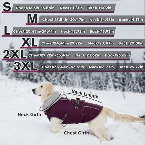 Image of Lelepet Dog Jackets for Medium Dogs Waterproof Dog Coat with Adjustable Fit | Reflective Fleece Vest with Adjustable Buckle Hook & Loop Windproof Cold Weather Coats for Small Medium Large Dogs, Beagle, L