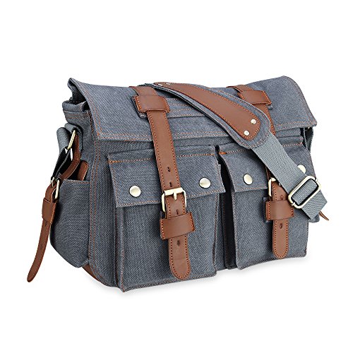 BLUBOON Hombres Bolsas Messenger Solos Bolso de hombro Crossbody Bolsos Lona  Gris