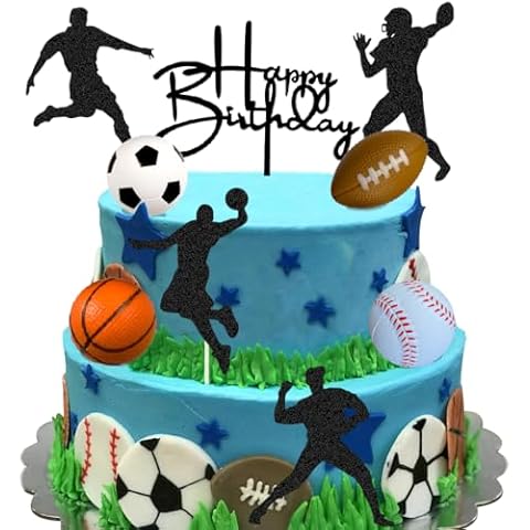 9PCS Sports Cake Topper Sports Birthday Decoration with Basketball Soccer Football Baseball for Sports Themed Birthday Party (Sports) Cover