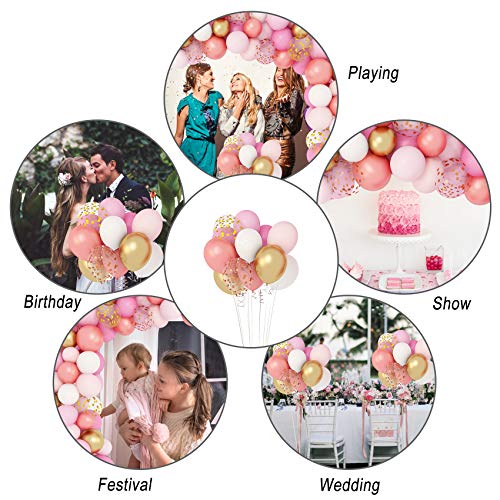 Amandir 164Pcs Rose Gold Pink Balloons Garland Arch Kit Light Pink Gold White Confetti Latex Metallic Balloons For Birthday Baby Shower Wedding Party Decorations Supplies #TOP3
