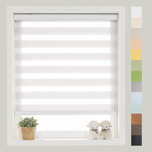 FOIRESOFT Persianas y persianas enrollables de cebra sin cordones básicas, inalámbricas, color gris, 84 pulgadas de ancho x 85 pulgadas de alto de