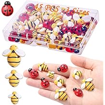 CCOZN 45 Pieces Tiny Resin Bees Ladybugs, 25 Pcs Resin Honey Bumblebees Embellishments 20 Pcs Garden Ladybugs Decors with Box Bee Decoration for DIY Crafts Wreath Scrapbooking, 0.75 Inch
