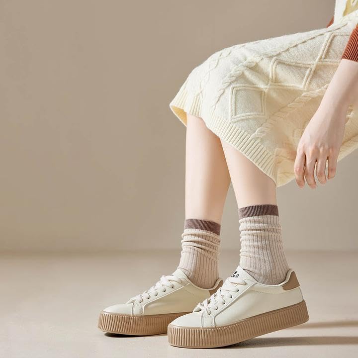 6 Pairs Womens Crew Socks Casual Athletic Socks Cozy Socks Cotton Socks for Girls3