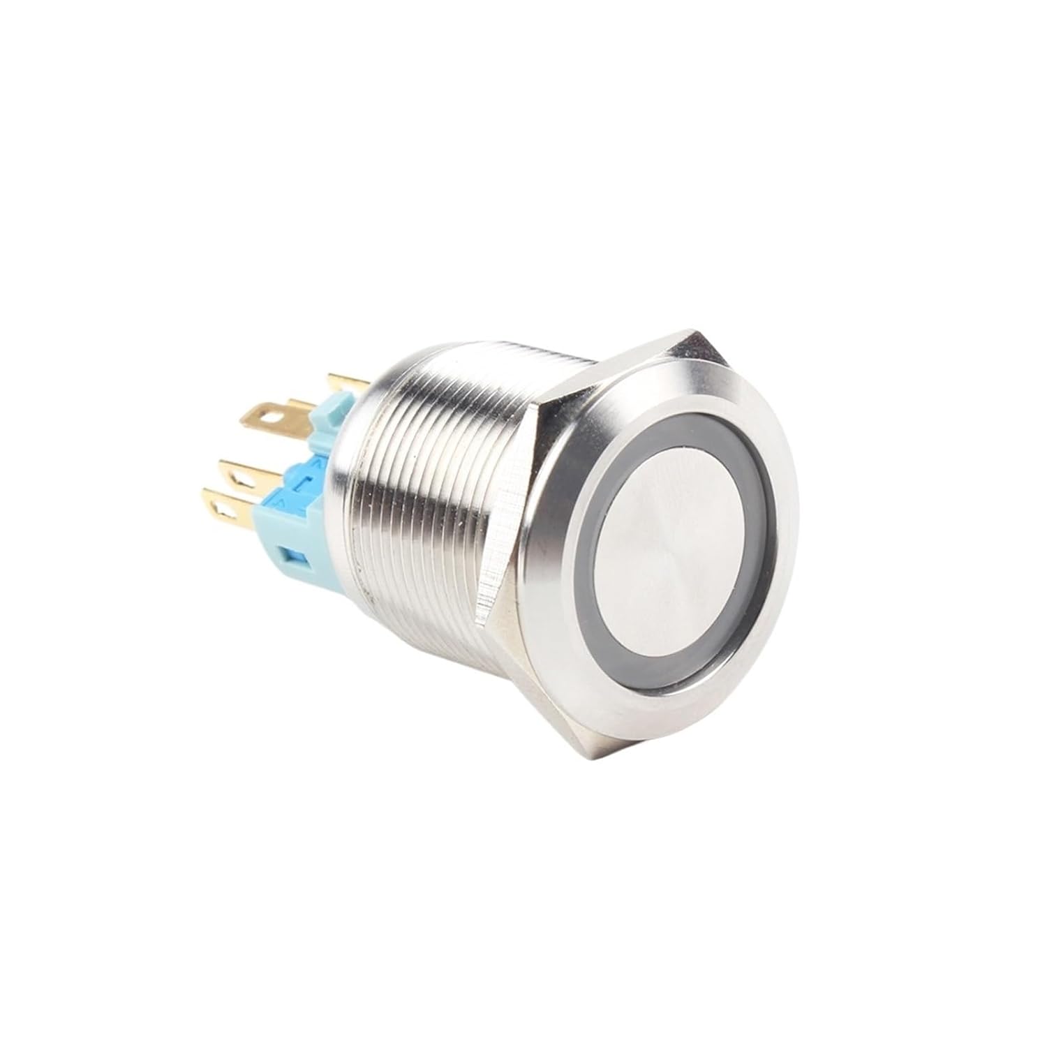 22mmステンレススチールリングライト付きプッシュボタンスイッチ6ピン(Blue,24 V) Kiligent 22mm ステンレススチール  ラッチング プッシュボタンスイッチ 12V-24V/5A 電源シンボル LED 1NO1NC SPDT オンオフ 防水トグルスイッチ  ワイヤーソケットプラグ付き (ブルー LED ... 22mmステンレススチールリングライト付きプッシュボタンスイッチ6ピン(Red,5V)