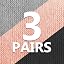 3 Pairs - Black/Light Grey/Pink
