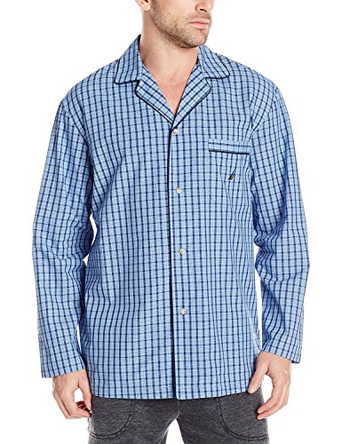 Nautica Men's L/S Herringbone, Blue Bone, Large