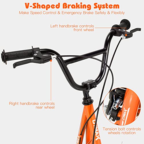Image of GYMAX Scooter, Kids & Adults Off-Road Scooter with 12 inch Inflatable Wheels, Adjustable Height Handlebar, V-Type Handbrakes & Axle Pegs for All Terrain, 8+