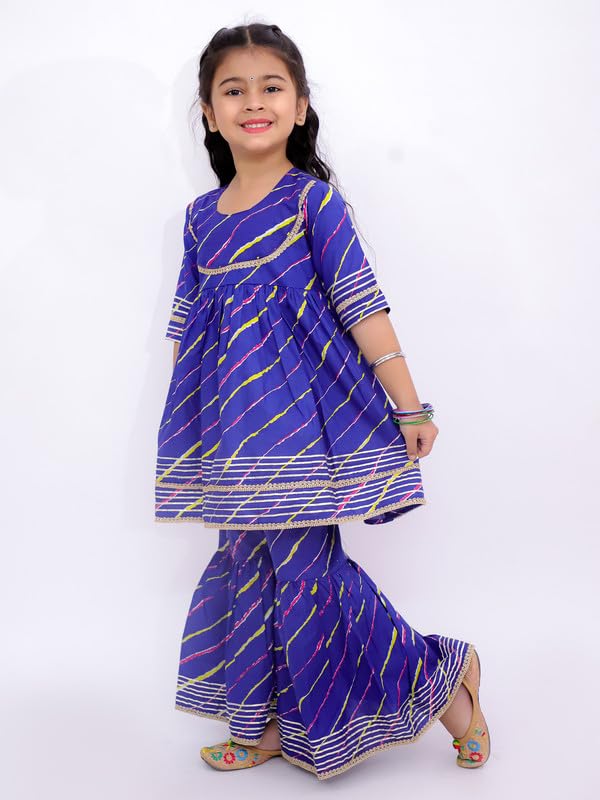 Image of LITTLE GINNIE Girls Kurta Sharara Set | Traditional Ethnic Wear for Kids