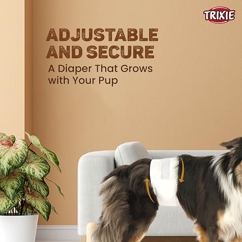 Image of TRIXIE Diapers for Male Dogs, Abdominal Band, Non-Woven Fabric, Prevents Marking, Excitable Urination, Incontinence, After Surgery & Travel - Pack of 12 (S-M)