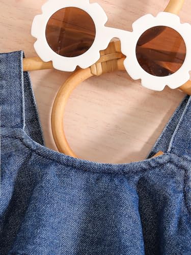 Toddler Girl Summer Dresses Baby Denim Ruffle Dress Sleeveless Strap A-line Layered Cake Flowy Jean Dress4