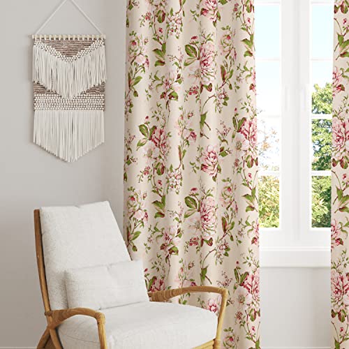 Image of LINENWALAS Cotton Curtains for Long Door Set of 2, Linen Textured Doors Curtains for Home Decor, Hangs Elegantly with Eyelet Rings (4.5ft x 9 ft,) Flower Valley