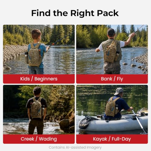 Image of Piscifun Fishing Backpack with Rod Holder, Lightweight Sling Bag Storge Gear and Equipment