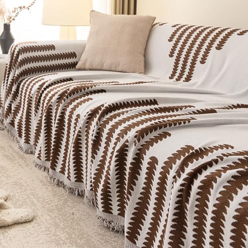 Jeté de canapé pour cacher l'usure couverture chenille marron lit boho