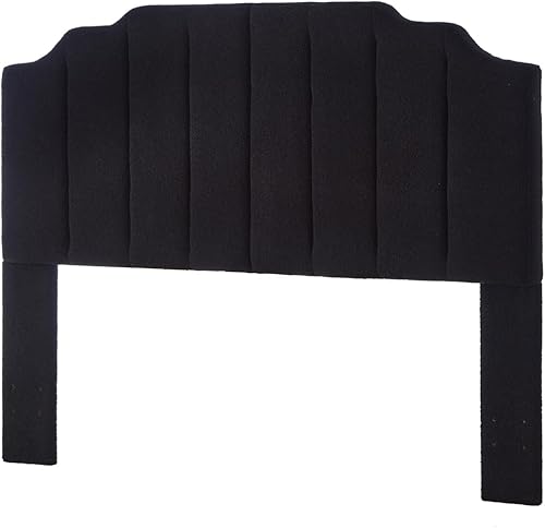 Vista 54 de 24KF - Cabecera con tapiz capitoné de terciopelo, diseño moderno de canales verticales y tablero curvo, para cama King/California King, gris oscuro