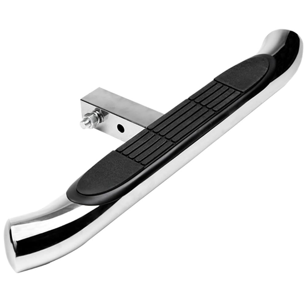 Universal 3 Inch Chrome Off Road Trailer Tow Mount Rear Hitch Step Bar Bumper Guard Compatible with 2" x 2" Towing Receiver Tube