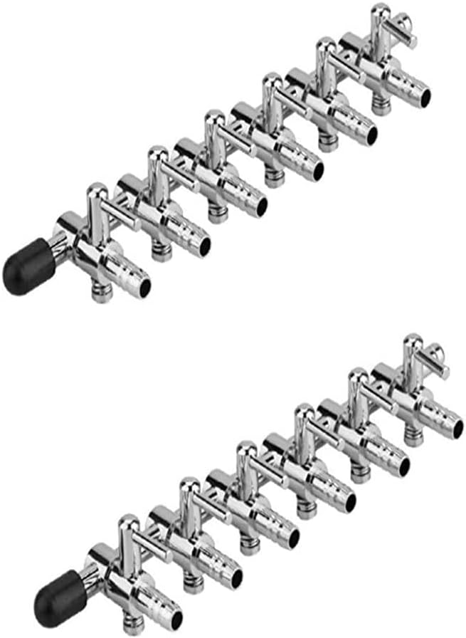 Aquarium Air Valve 6 Way Inline Manifold Air Flow Pump Tubing Splitter Lever Control Valve 2-Pack