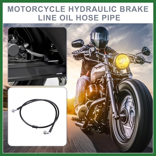 Motoforti 100cm AN3 M10 Car Hydraulic Brake Line Oil Hose Pipe Fitting 28° 90° Stainless Steel for Car Motorcycle Dirt Racing Bike Black Long-lasting