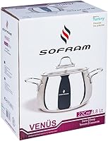 Vista 7 de Venus - Olla profunda de acero inoxidable con tapa de vidrio, olla de sopa profunda adecuada para estufa de inducción (6.8 cuartos de galón (6.4 L))