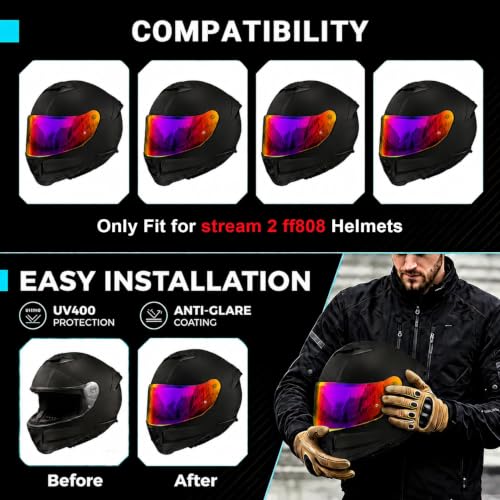 Image of PSLER Stream II Helmet Tinted Visor FF808 Face Shield Replacement for Stream II FF808