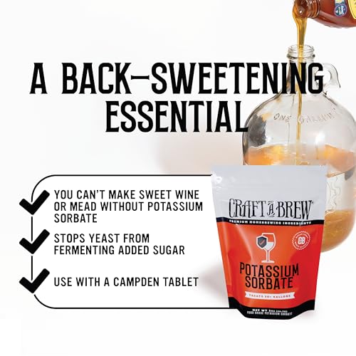 Craft A Brew - Potassium Sorbate - 2oz - Food Grade Stabilizer for Wine, Cider, Mead - Backsweetening - Ingredients for Home Brewing - Mead & Wine Making Supplies - Yields 20+ Gallons - Thumbnail 4