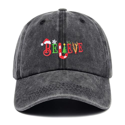 Abaysto Christmas Hats for Men Women Adjustable Embroidered Christmas Baseball Cap Black