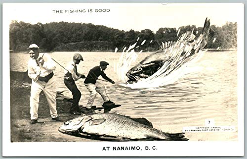 Nanaimo B.C. Canada Fishing Antique Photo Postcard