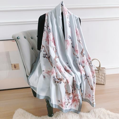 Image of Printed Poly Silken feel Scarf Stole for Women | Stylish, Soft, & Lightweight | Satin Feel Neck Scarf, Hair Scarf, Head Scarf for Women