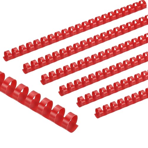 PATIKIL 16mm (5/8") Plastic Binding Combs, 100 Pcs 21 Rings Comb Binding Spines 120 Sheet Capacity Letter Size for Binding Paper Sheets Notebook Calendar Picture Album, Red