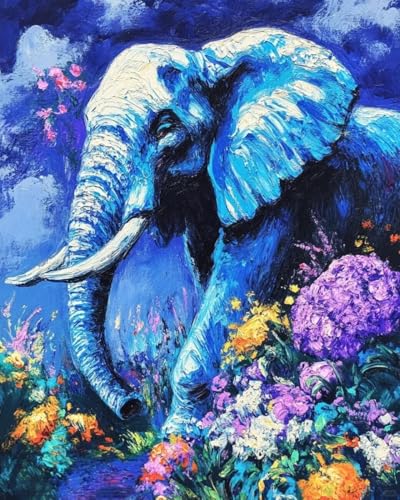 Kit perlage débutants éléphants fleurs : projet broderie main 9CT DIY
