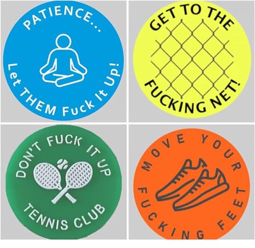 4 Pcs Spicy/Aggressive Reminder to Keep You On Your Tennis Game - Tennis Vibration Dampener, Tennis Racket Dampener, The Best Tennis Gift for Every Player and Team Tennis Vibration Dampeners