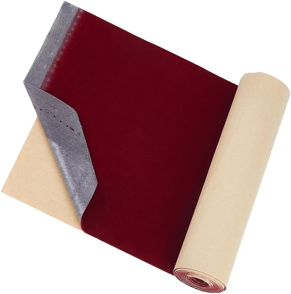 60.63 Inch Red Velvet Self Adhesive Flock Backing Fabric Felt Material Repair Patch Cloth Paper Liner Sticky Fabrics Wallpaper for Box Drawer Craft Bag Accessory Furniture Decor Supplies