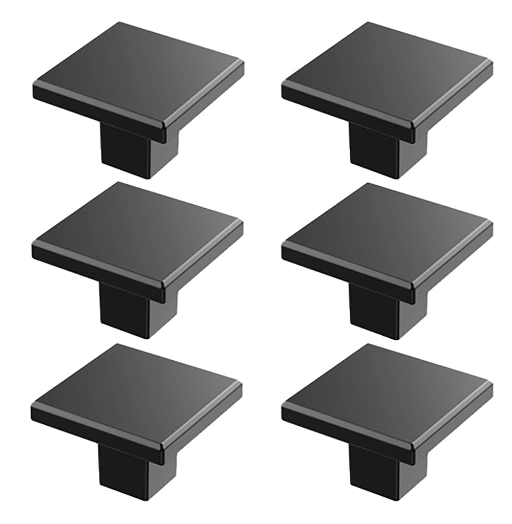STORE 2508 6Pcs Drawer Pulls Knobs Handles Square Minimalist Cabinet Knobs Small Aluminium Alloy Black-image-17