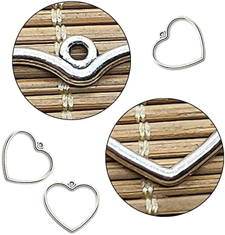 Open Back Bezel Pendants Heart Shape Open Bezel Pendants Charms Resin Molds Frame Hollow Trays Frame Pendant for Jewellery Making DIY Resin Crafts Earrings Necklace 20 Pcs
