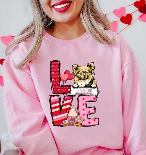 NAZENTI Personalized Dog Valentines Day Sweatshirt, Custom Dog Shirt, Cute Dog Valentine Shirt, Dog Lover Valentine Idea Gift3