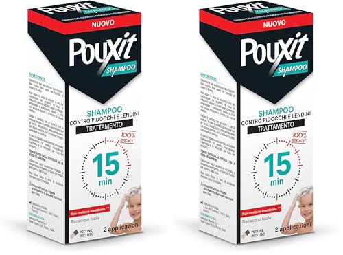Pouxit Shampoo, Shampoo Pidocchi e Lendini, Azione 2 in 1,