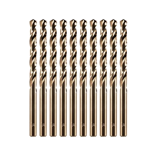 amoolo 1/4" Cobalt Drill Bit (10 Pcs), M35 HSS Metal Drill Bits Set for Hard Metal, Stainless Steel, Cast Iron Box of 10 by amoolo - Used condition - US$17.87