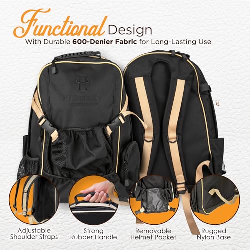 Huntley Equestrian Deluxe Heavy Duty Nylon Exterior Storage Fabric Backpack Adjustable Shoulder Straps - Black