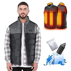 AFUNSO Gilet Riscaldato Uomo Donna, Copertura Leggera Riscaldamento Elettrico Temperatura Controllo Copertura Collo Extra Riscaldata(Batteria non inclusa/Uscita adottata 5V/2A o superiore)