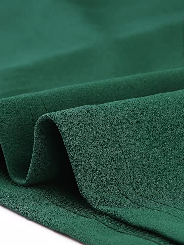 Allegra K Women's Elegant Work Dress Belted Boat Neck Short Sleeve Dresses Medium Dark Green #TOP4